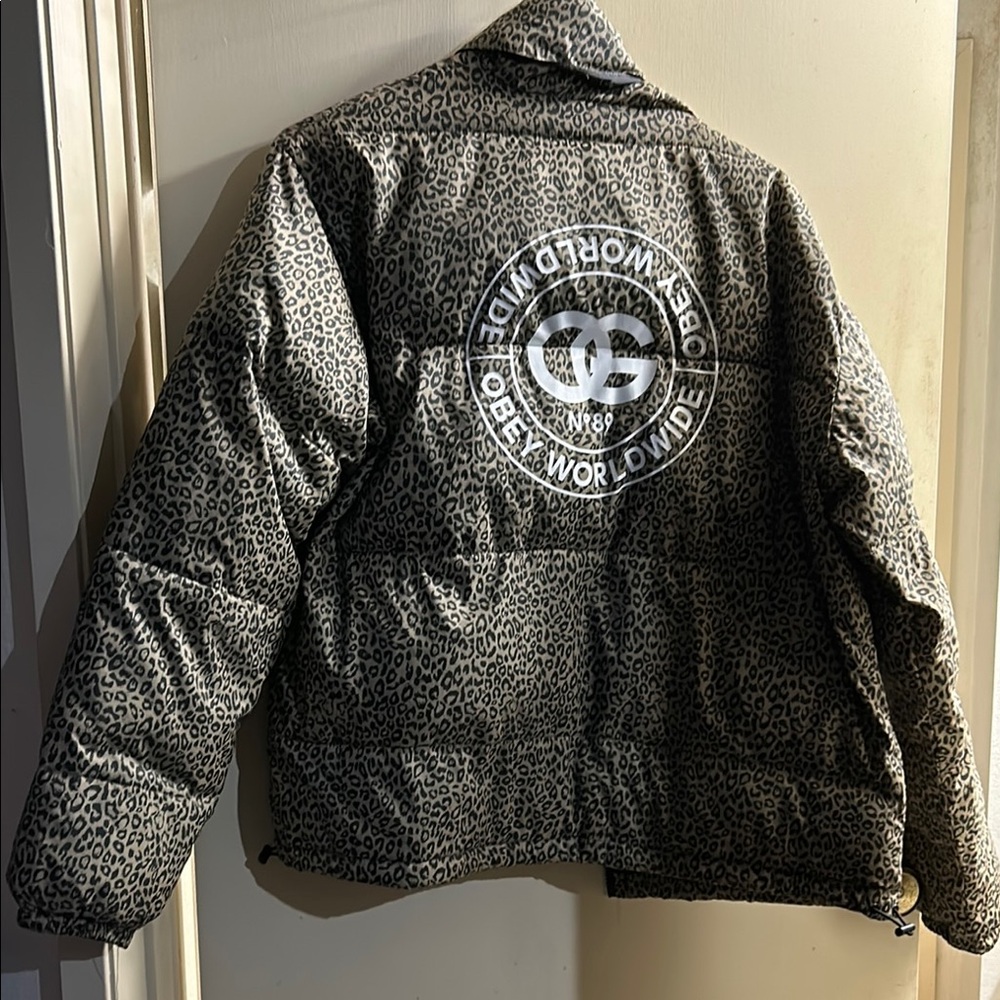 Obey Worldwide Leopard Print Puffer Jacket